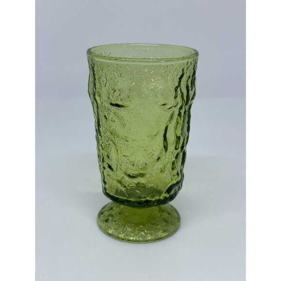 VTG 1970 Seneca Milano Green Footed 4.25" Juice Glass Green Textured Tumbler - Picture 1 of 6